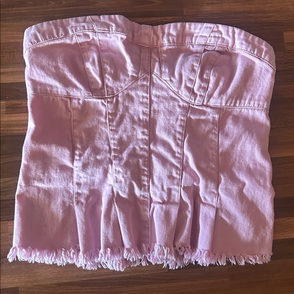 Free People Pink Smocked Bustier Top